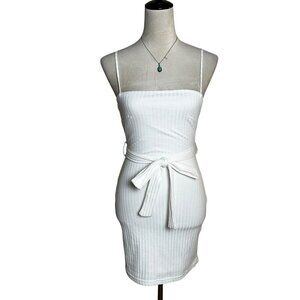 Saints + Secrets White Ribbed Knit Mini‎ Dress Small | Graduation Bachelorette
